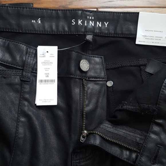 NWT White House Black Market Black Coated Skinny Jeans Size 4R - Picture 3 of 11